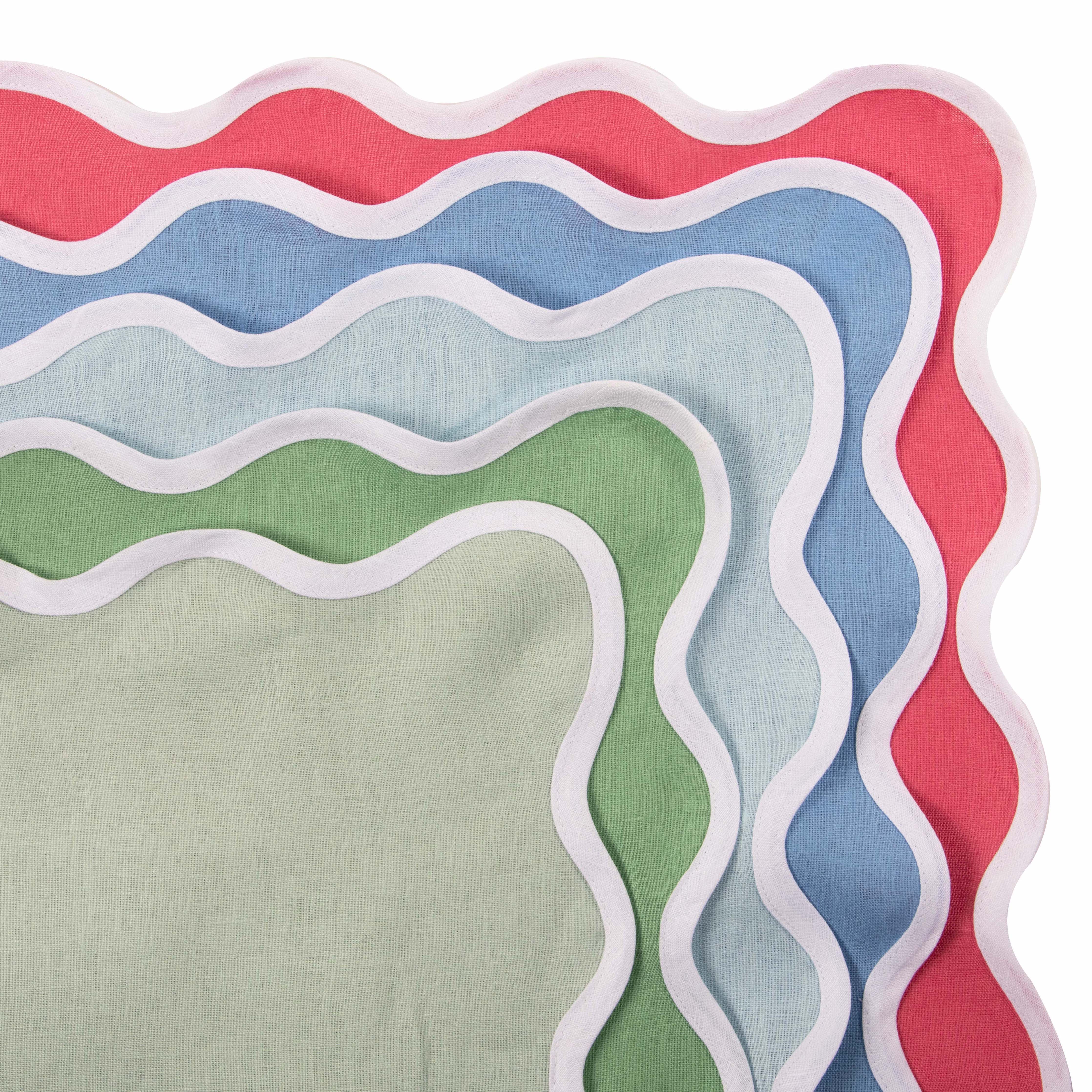 Scalloped Linen Napkin, Garden Green - Image 3